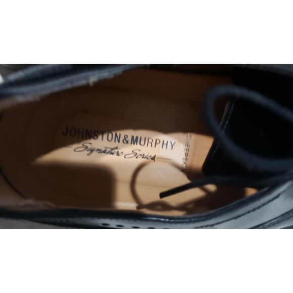 Johnston & Murphy Wingtip Shoes Black Leather 10 M Sheepskin Signature Series - Picture 6 of 6